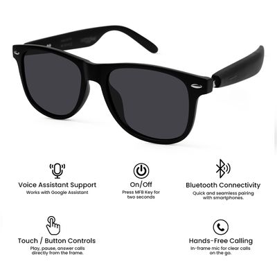 Shop Beaton Black Smart Bluetooth Sunglasses 