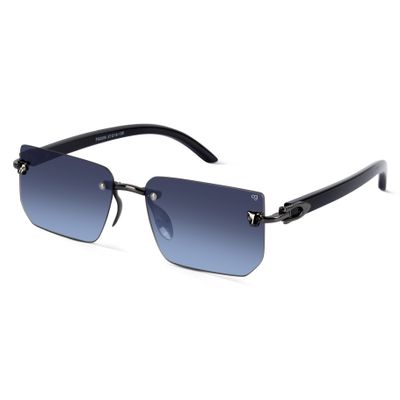 Shop Fred Blue Rimless Rectangle Sunglasses