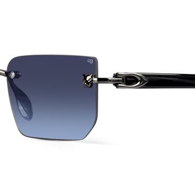 Buy Fred Blue Rimless Rectangle Sunglasses