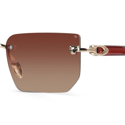 Fred Brown Rimless Rectangle Sunglasses Buy Fred Brown Rimless Rectangle Sunglasses