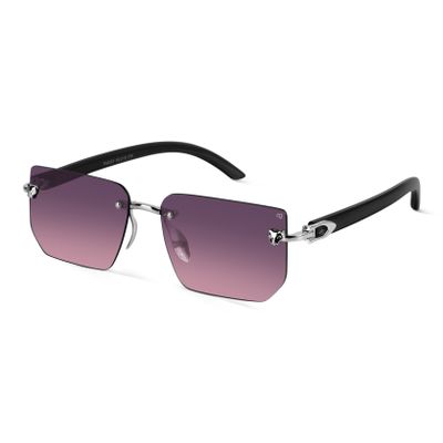 Shop Fred Pink Rimless Rectangle Sunglasses