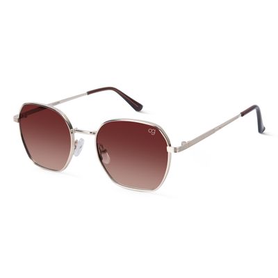 Glitzigon Brown Hexagonal Sunglasses Shop Glitzigon Brown Hexagonal Sunglasses