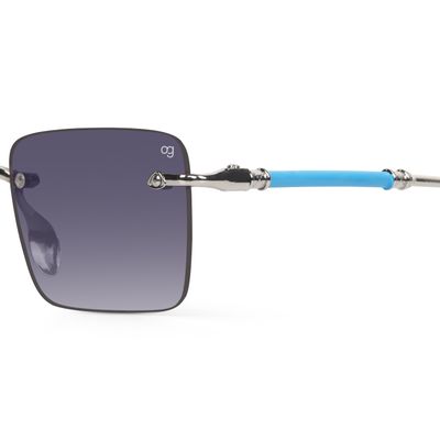 Kylro Rectangle Rimless Black & Silver Sunglasses Buy Kylro Rectangle Rimless Black & Silver Sunglasses Online