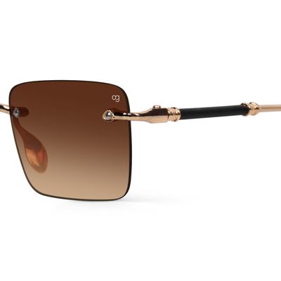 Kylro Rectangle Rimless Brown & Golden Sunglasses Buy Kylro Rectangle Rimless Brown & Golden Sunglasses Online