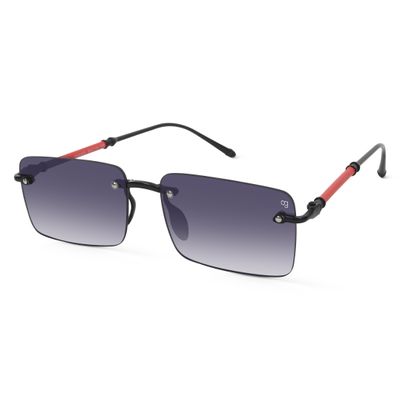 Shop Kylro Rectangle Rimless Grey Sunglasses