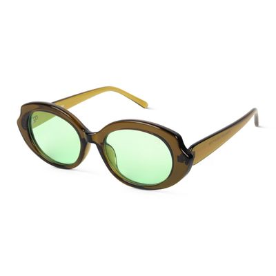 Shop Minimalist Green Oval Sunglasses