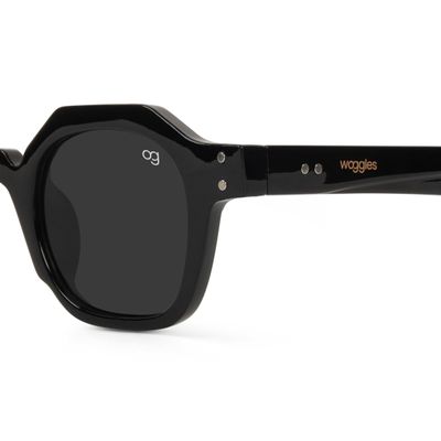 Buy Monkshood black Hexagonal Sunglasses