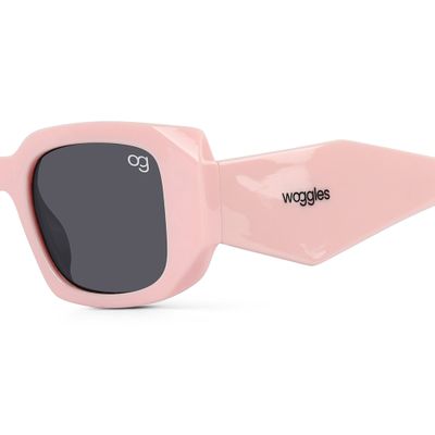 Buy Nocturnal Light Pink Kids Rectangle Sunglasses