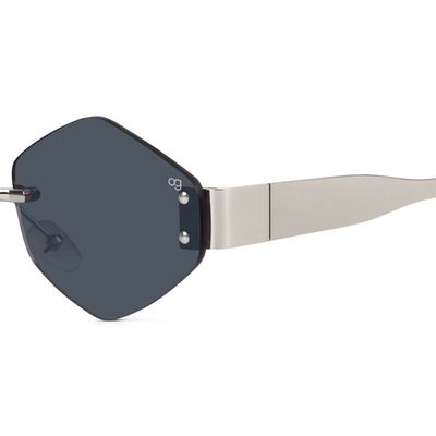 Buy Rayzen Hexagonal Rimless Black Silver Sunglasses Online