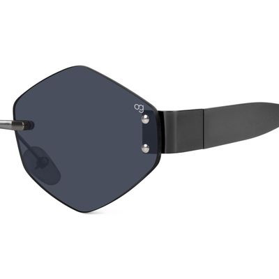 Buy Rayzen Hexagonal Rimless Black Sunglasses Online