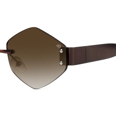 Buy Rayzen Hexagonal Rimless Brown Sunglasses Online