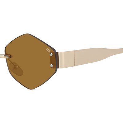 Buy Rayzen Hexagonal Rimless Light Brown Sunglasses Online