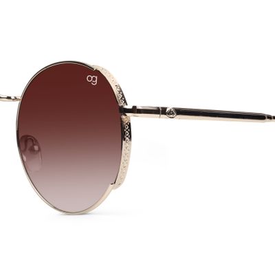 Rayzo Round Rimless Brown & Golden Sunglasses Buy Rayzo Round Rimless Brown & Golden Sunglasses Online