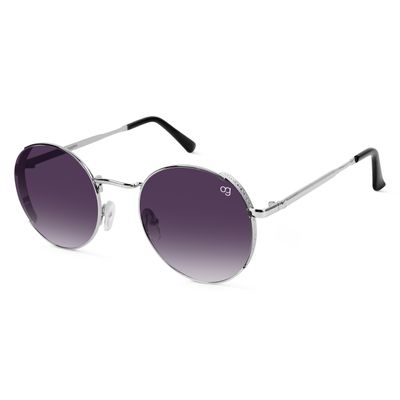 Rayzo Round Rimless Purple & Silver Sunglasses Shop Rayzo Round Rimless Purple & Silver Sunglasses