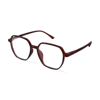 Shop Russet Brown Hexagonal Blue Screen Glasses