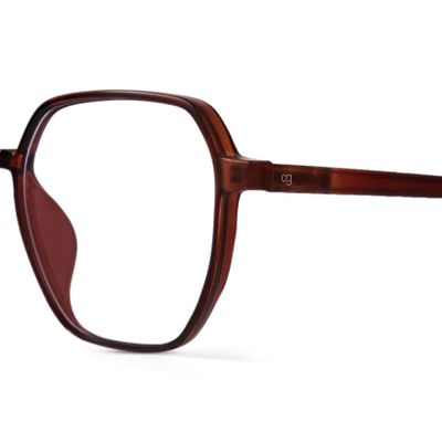 Buy Russet Brown Hexagonal Blue Screen Glasses
