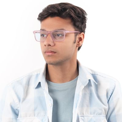 Buy Sakura Pink Rectangle Blue Screen Glasses