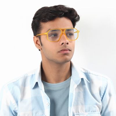 Buy Scintillating Yellow Hexagonal Blue Screen Glasses