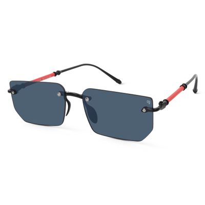 Shop Solvy Rectangle Rimless Black Sunglasses