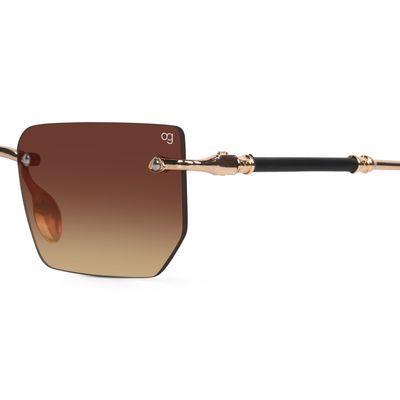 Buy Solvy Rectangle Rimless Brown &amp; Golden Sunglasses Online