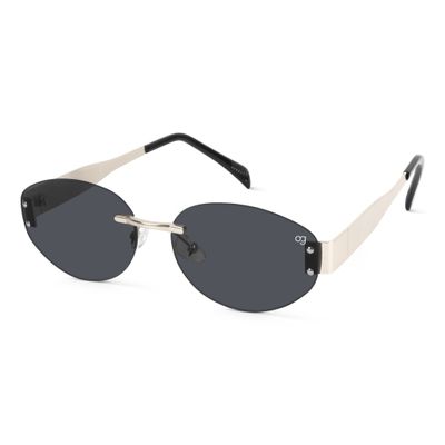 SunHaven Oval Rimless Black Silver Sunglasses Shop SunHaven Oval Rimless Black Silver Sunglasses