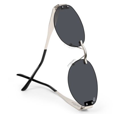 SunHaven Oval Rimless Black Silver Sunglasses Buy SunHaven Oval Rimless Black Silver Sunglasses Online