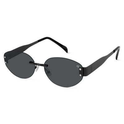 SunHaven Oval Rimless Black Sunglasses Shop SunHaven Oval Rimless Black Sunglasses