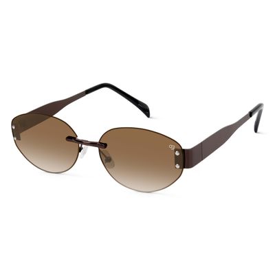 SunHaven Oval Rimless Brown Sunglasses Shop SunHaven Oval Rimless Brown Sunglasses