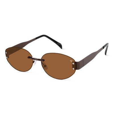 Shop SunHaven Oval Rimless Dark Brown Sunglasses