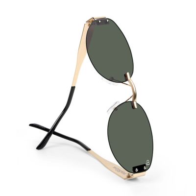 Buy SunHaven Oval Rimless Olive Green Sunglasses Online