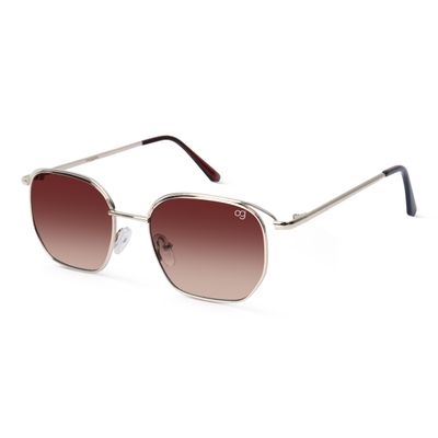 Shop Tidebreak Golden Hexagonal Sunglasses