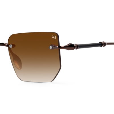 Buy Vesko Rectangle Rimless Brown Sunglasses Online