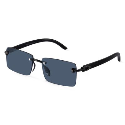 Shop Xylo Black Rimless Rectangle Sunglasses