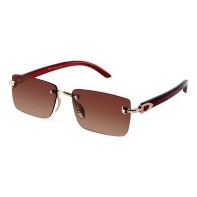 Xylo Brown Rimless Rectangle Sunglasses Shop Xylo Brown Rimless Rectangle Sunglasses