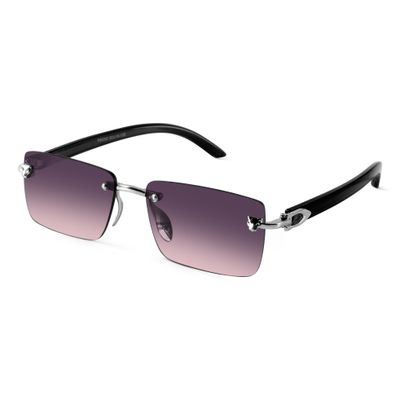 Shop Xylo Pink Rimless Rectangle Sunglasses